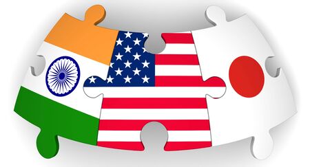 Cooperation of USA, Japan and Indiaの写真素材