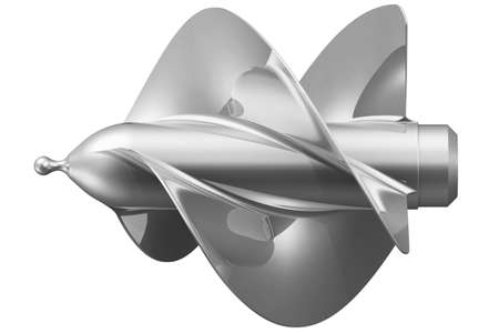 The marine propeller (screw propeller). A propeller is a mechanical device that converts rotational motion into thrust. Side view. 3D illustrationの写真素材