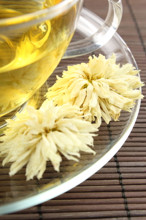 chrysanthemum tea from dried chrysanthemum morifolium flowersの写真素材