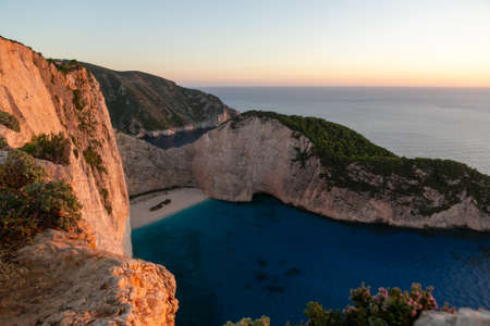 Zakynthos Shipwreck beach at sunsetの写真素材