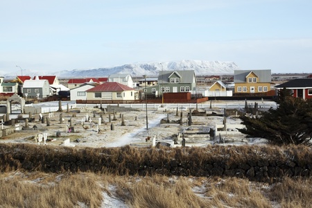 cemetery of Eyrarbakki in Icelandの写真素材