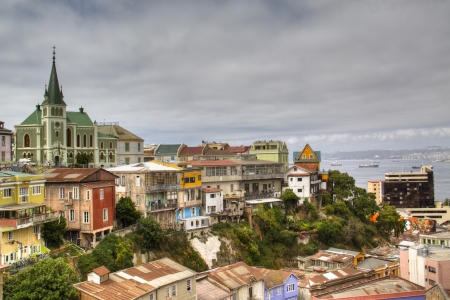 View over cerro Concepcion in Valparaiso, Chileの写真素材