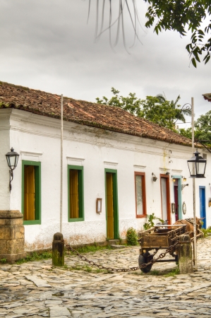 Colourful street in Parati, Brazilの写真素材