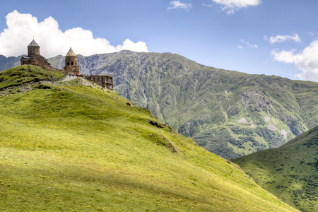 Gergeti Trinity Church in the mountains near Kazbegi, Georgia