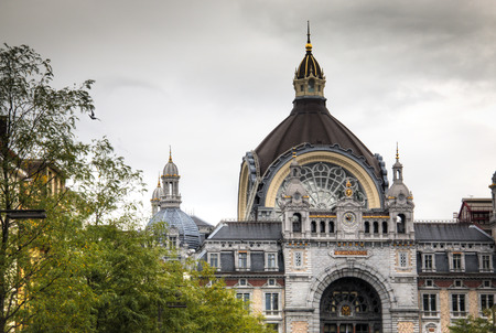 The magnificent central train station in the city of Antwerp, Belgiumの写真素材