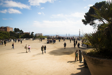 BARCELONA, SPAIN  CIRCA OCTOBER 2015: View over the famous Parque Guell, designed by Gaudi in Barcelona, Spainのeditorial素材