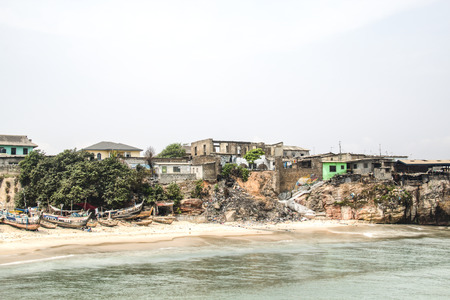 The coast line of the fishing village of Jamestown, Accra, Ghana, in the Gulf of Guinea