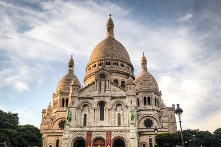 View of the Sacre Coeur church on top of Montmartre in Paris in Franceのeditorial素材