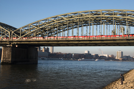 View over Cologne in Germany with the famous bridge over the Rhine riverのeditorial素材