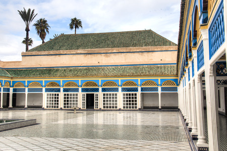 Inside the ancient palace of Bahia, one of the main attractions of Marrakesh in Morocooのeditorial素材