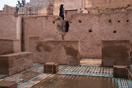 MARRAKESH, MOROCCO - DECEMBER 2016: Inside the ancient palace of Bab Agnaou, one of the main attractions of Marrakesh in Morocooのeditorial素材