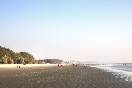 The longest beach in the world in Cox's Bazar in Bangladeshの写真素材