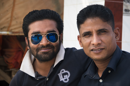 BAGERHAT, BANGLADESH - FEBRUARY 2017: Men in the street of Bagerhat at the edge of the Sundarbans in Bangladeshのeditorial素材