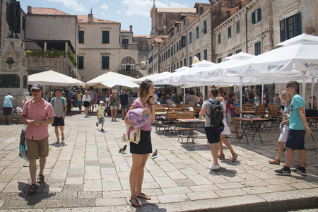 The typical streets with stairs in Dubrovnik in Croatiaのeditorial素材