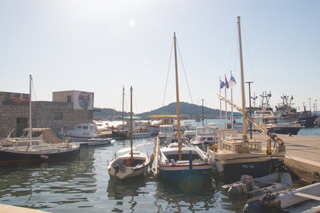 The old habor in Murter village on Murter island in Croatiaのeditorial素材