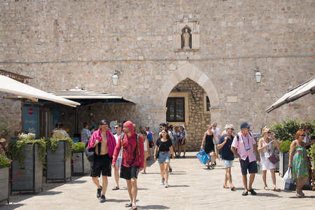 The typical streets with stairs in Dubrovnik in Croatiaのeditorial素材