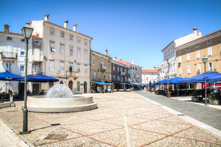 Main square of the fishing village Cres on Cres island in Croatiaのeditorial素材