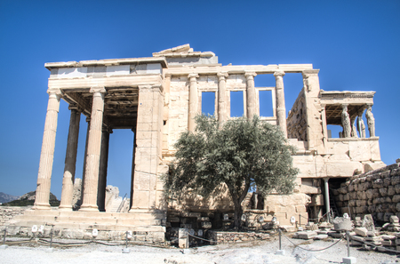 The Erechtheum or temple of Poseidon on the Acropolis in Athens, the capital of Greeceの写真素材