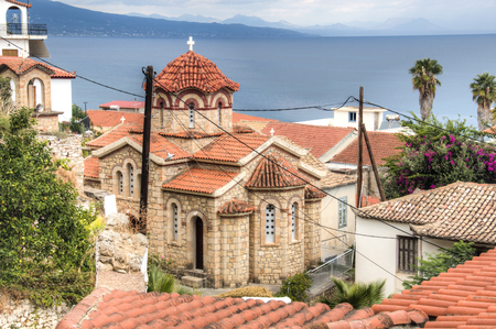 The orthodox church in Koroni, Messinia, Greeceの写真素材