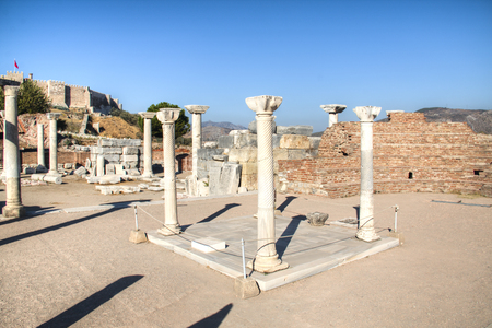 Ruins of the Saint John's basilica in the town of Selcuk near the famous Ephesus ruins in Turkey. It is said that John the Evangelist was burried here.のeditorial素材