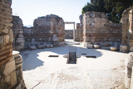 Ruins of the Saint John's basilica in the town of Selcuk near the famous Ephesus ruins in Turkey. It is said that John the Evangelist was burried here.のeditorial素材