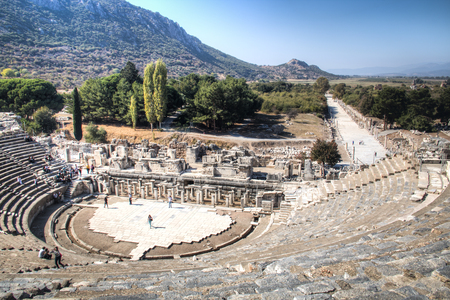 EPHESUS, TURKEY - OCTOBER 2017: The ruins of the ancient Greek city Ephesus near the town of Selcuk in Turkeyのeditorial素材