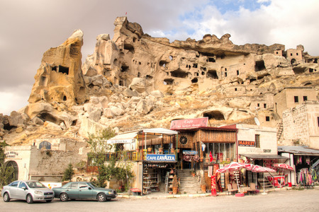 CAVUSIN, TURKEY - OCTOBER 2017: The ancient castle of Cavusin near Goreme in Cappadocia, Turkeyのeditorial素材