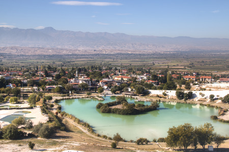 Beautiful landscape of the travertine pools and terraces in Pamukkale in Turkeyのeditorial素材