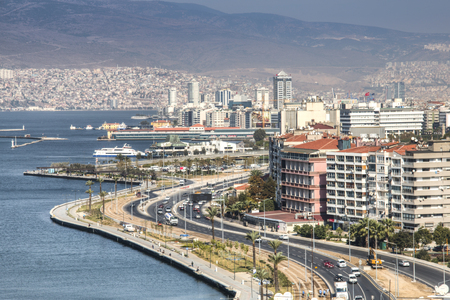 IZMIR, TURKEY - OCTOBER 2017: View over the coastal city Izmir in Turkeyのeditorial素材