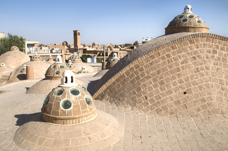 Typical rooftops of the old centre of Kashan in central Iranの写真素材