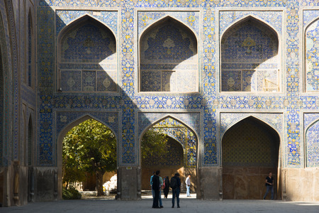 Beautiful decoration inside the Shah mosque or Imam (Emam) mosque on Naqsh-Jahan square in the centre of Isfahan in Iranのeditorial素材