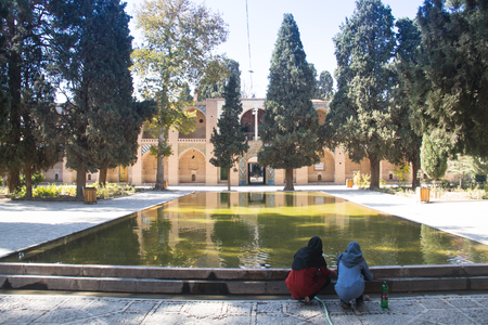 MAHAN, IRAN  NOVEMBER 2017: The Shah Nematollah Vali Shrine complex is the most important mosque of Mahan, close to the desert city Kerman in Iranのeditorial素材