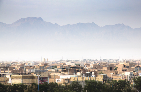 View over the ancient city of Meybod in Iran from the Narin Qaleh (Qaleh) clay castleのeditorial素材