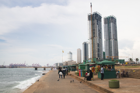 COLOMBO, SRI LANKA - DECEMBER 2017: The Galle Face Green park at the seaside of Colombo, the capital of Sri Lankaのeditorial素材