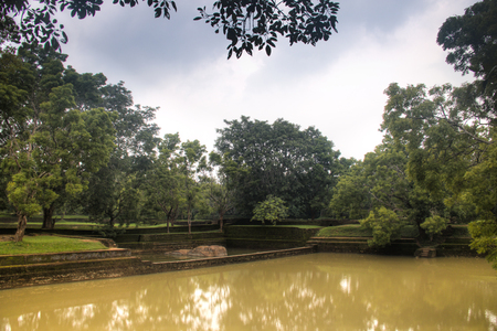 The famous Lion's rock with used to host the ancient city and gardens of Sirigiya is now one of the most visited tourist spots of Sri Lankaの写真素材
