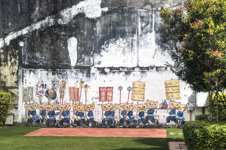 GEORGETOWN, SRI LANKA - DECEMBER 2017: Street art and graffiti in the streets of the old center of Georgetown in Penang, Malaysiaのeditorial素材