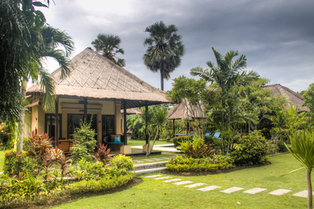 Fancy hotel room with private swimming pool in Pemuteran in Bali, Indonesiaのeditorial素材