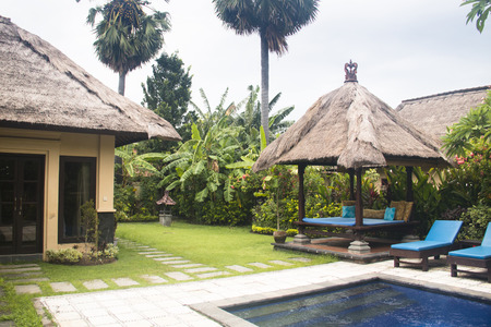 Fancy hotel room with private swimming pool in Pemuteran in Bali, Indonesiaのeditorial素材
