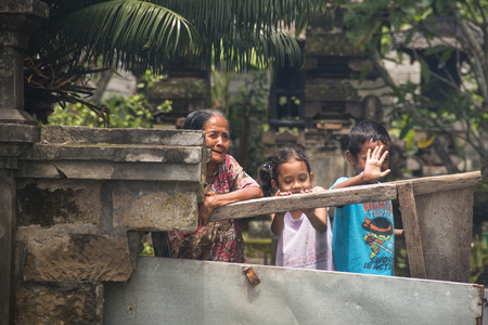 UBUD, BALI - JANUARY 2018: A funeral and cremation ceremony in a little  village near Ubud on Bali island in Indonesiaのeditorial素材