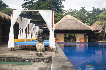 Fancy hotel room with private swimming pool in Pemuteran in Bali, Indonesiaのeditorial素材