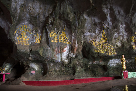 Religious statues in the Sadan cave near Hpa-An in Myanmar