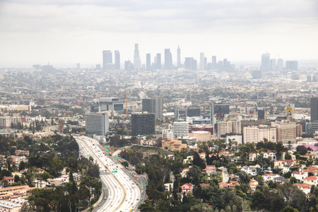 LOS ANGELES, USA â APRIL 2018: View over the financial district of Los Angeles in the USAのeditorial素材