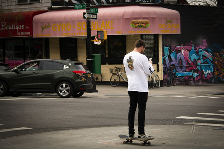 NEW YORK CITY, USA â APRIL 2018: Street view in downtown Brooklyn in the center of New York City, USAのeditorial素材