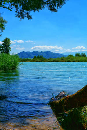 beautiful landscape of the tranquil green fields in switzerlandの写真素材