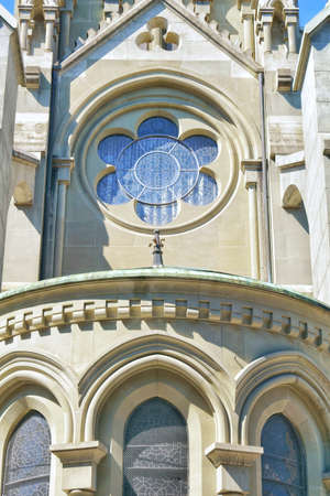 the beautiful architecture of the christkatholische Kirche church in the city center of Bern, Switzerlandの写真素材