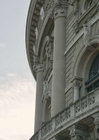 the beautiful architecture of the parliament building Bundeshaus in the city center of Bern, Switzerlandの写真素材