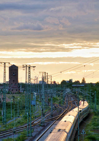 Beautiful landscape view of the train tracks.
at the Bahnstadt in Heidelberg, Germanyの写真素材