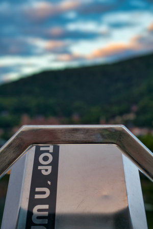 telescope at the Theodor Heuss bridge in Heidelberg, germanyの写真素材