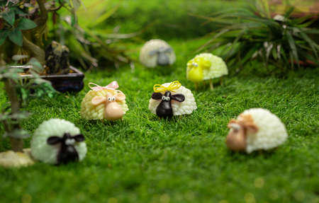 A group of sheep in the barn can be use for Eid Al Adha greeting cardの写真素材
