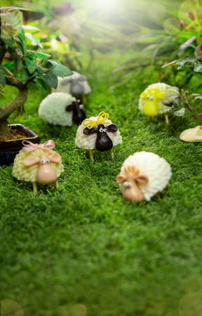 A group of sheep in the barn can be use for Eid Al Adha greeting cardの写真素材